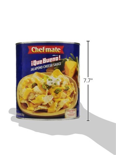 Spicy Nacho Cheese Sauce with Jalapeno - Chef-mate Que Bueno Queso Dip - Bulk #10 Can (6 lb 10 oz) - Pack of 6 - Perfect for Nachos, Tacos, Hot Dogs & Party Snacks