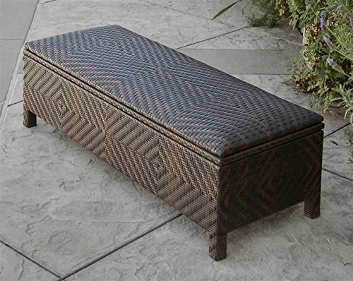 Casarano 30 Gallon Wicker Storage Bench - Stylish Rattan Ottoman with Removable Cushion, Perfect for Living Room, Bedroom, or Entryway Organization