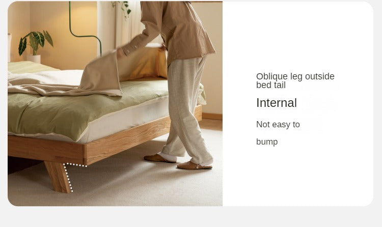 Solid Oak Wood Soft Bed Frame - Queen Size, Sturdy & Comfortable for Master Bedroom or Guest Room