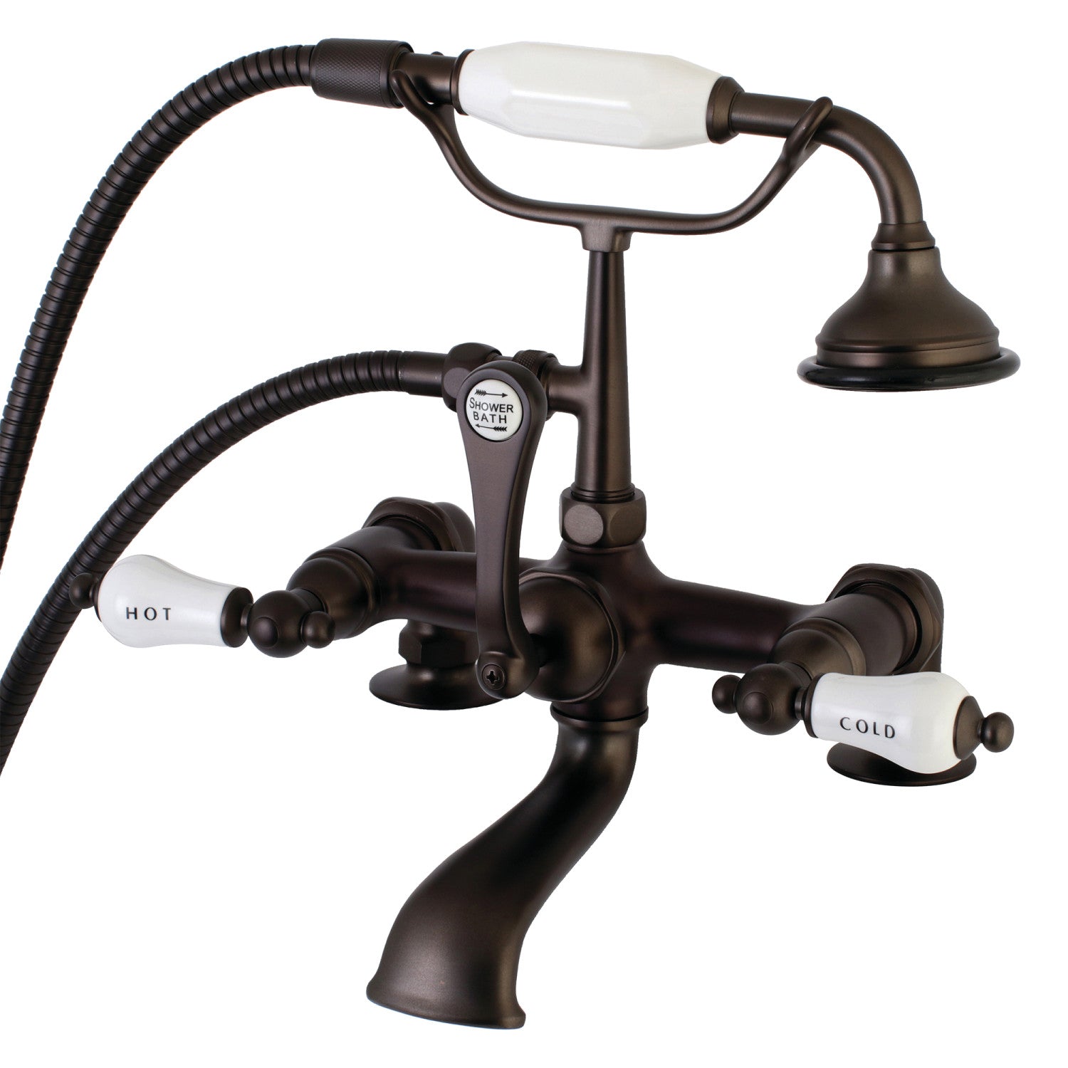 Vintage Clawfoot Tub Faucet with Hand Shower - Oil Rubbed Bronze 3-Handle 2-Hole Deck Mount Bathroom Fixture for Antique & Modern Bathrooms