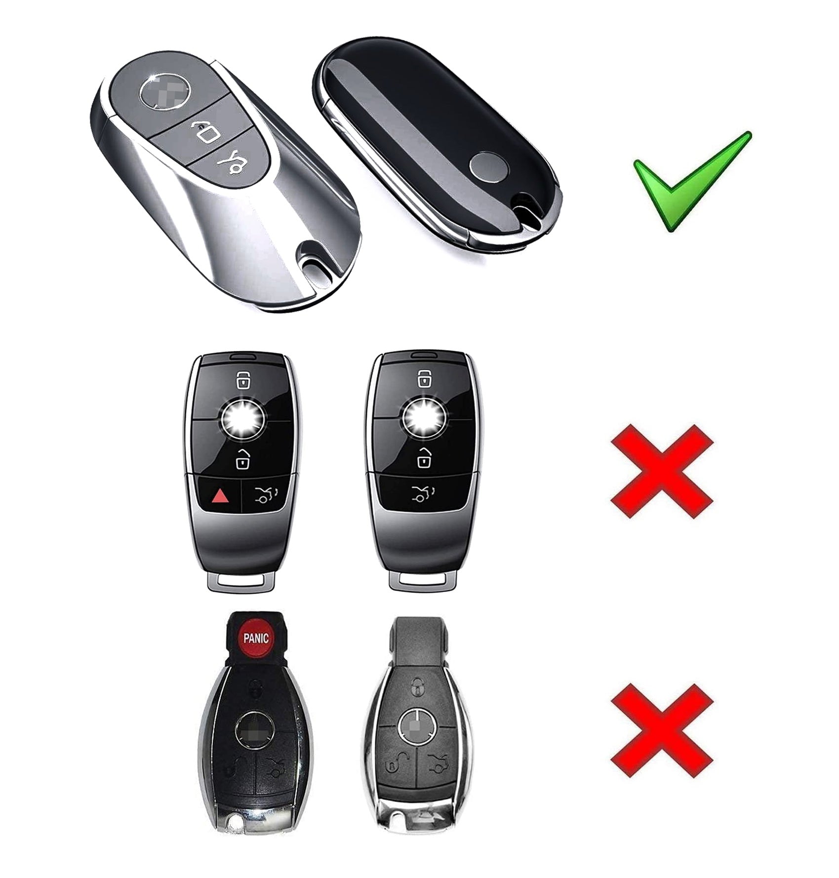 Premium Black TPU Key Fob Protective Case with Face Panel Cover for Mercedes W223 S-Class & W206 C-Class - Durable Anti-Scratch Car Key Cover for Everyday Protection