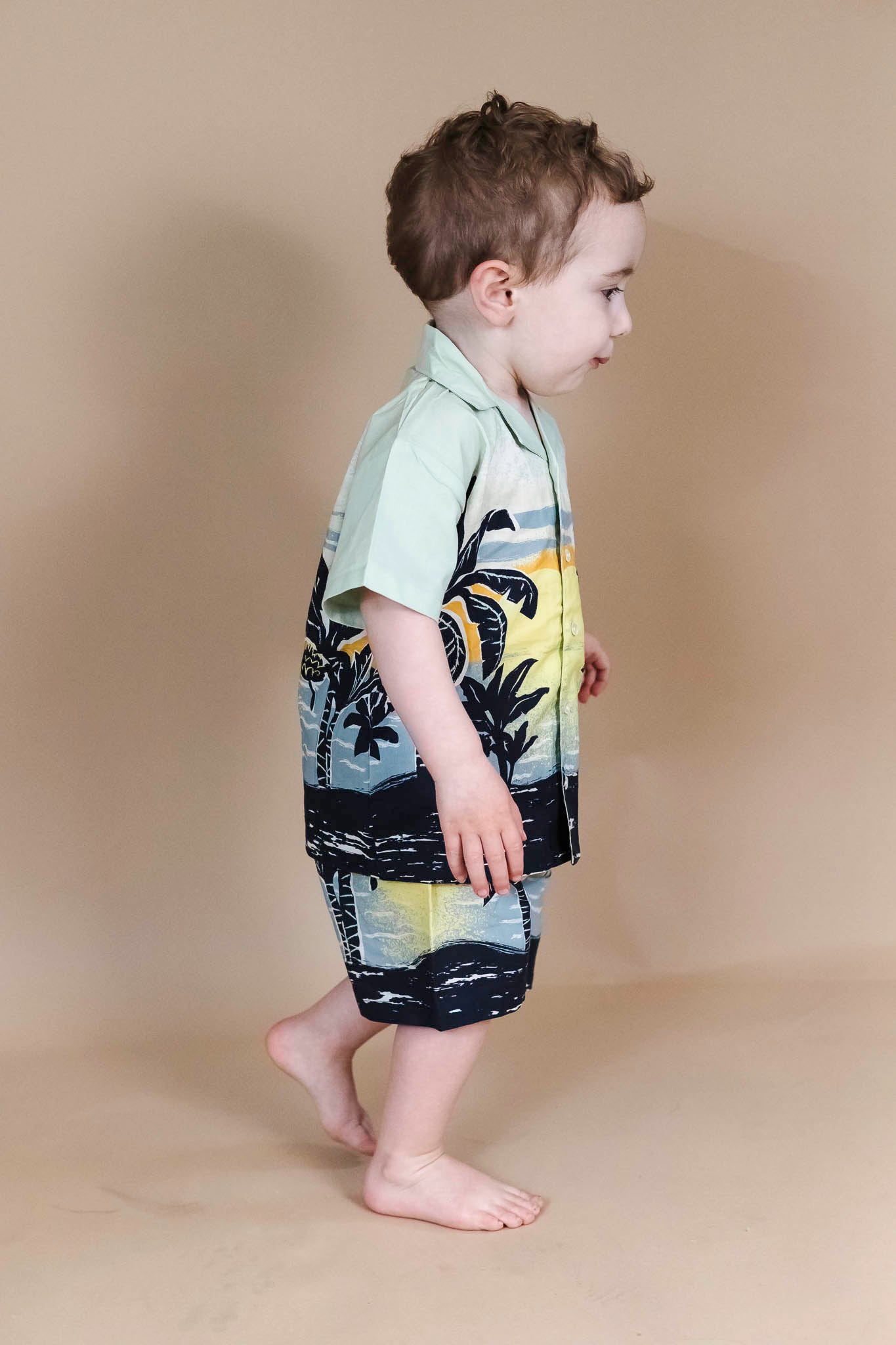 Eyou Babynanas Soft Cotton Palm Print Shirt for Toddler Boys - Comfortable & Stylish for Playdates, Outings, and Family Photos