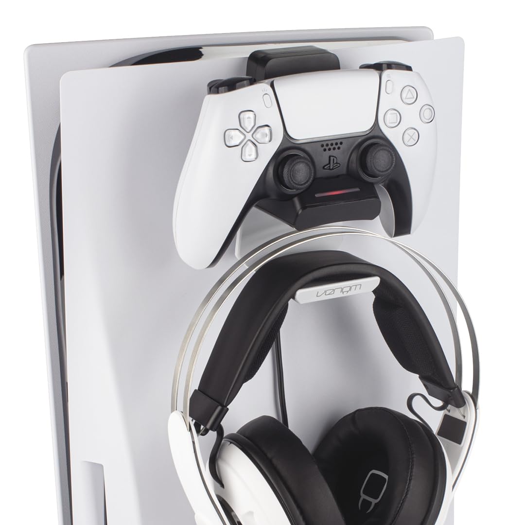 Venom PS5 Stealth Charging Dock & Headset Stand - Dual Controller Charger with LED Indicators for PlayStation 5 - Perfect for Gaming Setups & Organized Playstations