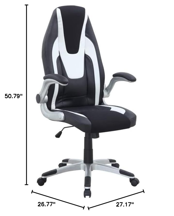 4127-CCH Ergonomic Computer Chair with Adjustable Height - Black & White Office Chair for Home & Gaming - Perfect for Work, Study, and Long Hours Sitting