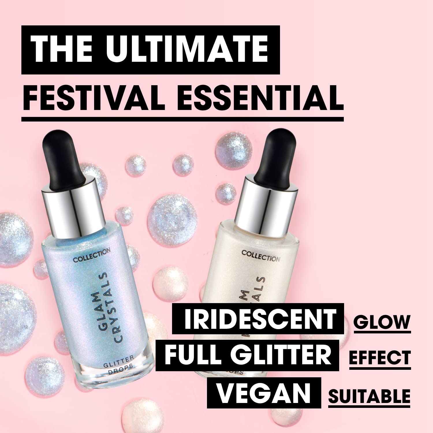 Glam Crystals Glitter Drops - Festival & Stage Makeup for Cosmetics