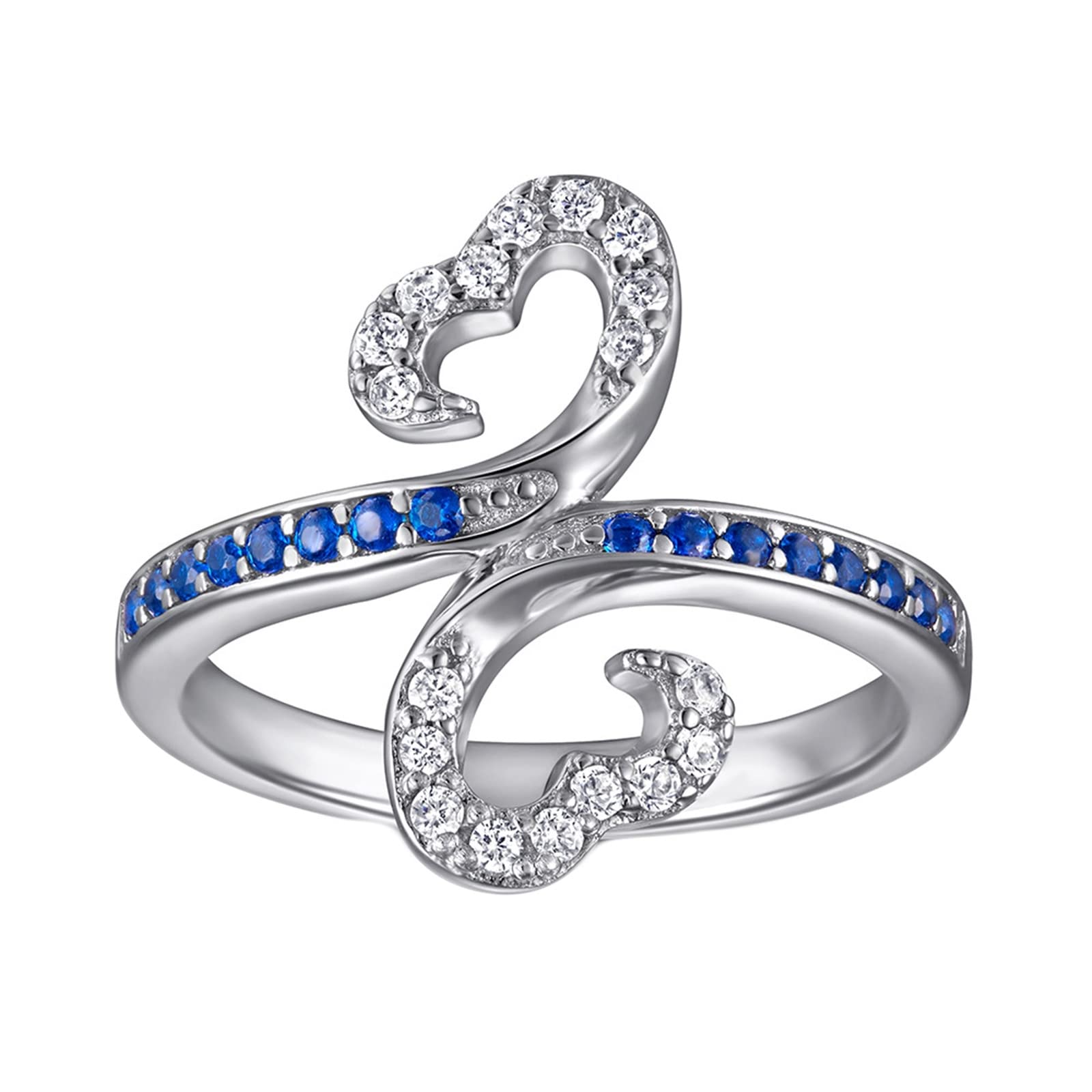 Daesar 925 Sterling Silver Heart Promise Ring for Women - Double Hollow Heart Cubic Zirconia Wedding Band, Anniversary Gift for Her - Perfect for Valentine's Day, Engagement & Romantic Occasions