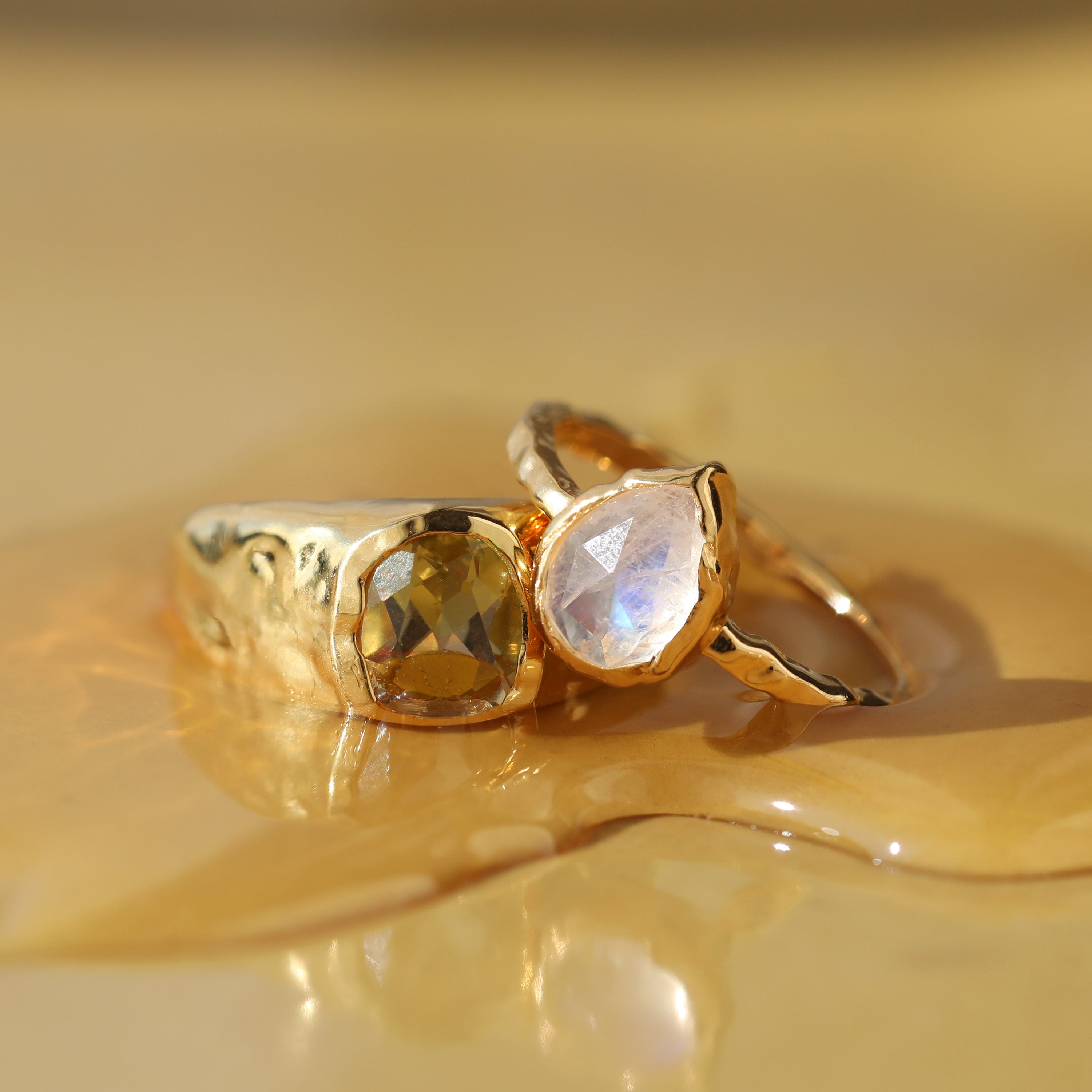 Gracie Rainbow Moonstone Pear Molten Ring - Elegant Sterling Silver Jewelry for Women | Perfect for Weddings, Date Nights & Special Occasions