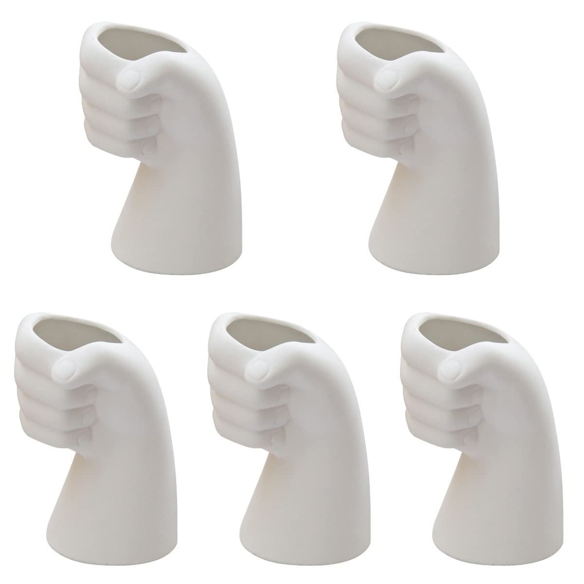 5pcs Ceramic Fist-Shaped Flower Pots - Small Decorative Planters for Succulents, Herbs & Indoor Plants | Perfect for Home, Office & Garden Decor