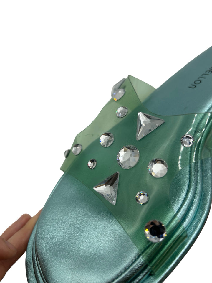 Tamara Mellon Embellished PVC Slides for Women - Size 39.5 (US 9) | Comfortable Summer Sandals for Beach, Pool & Casual Outings
