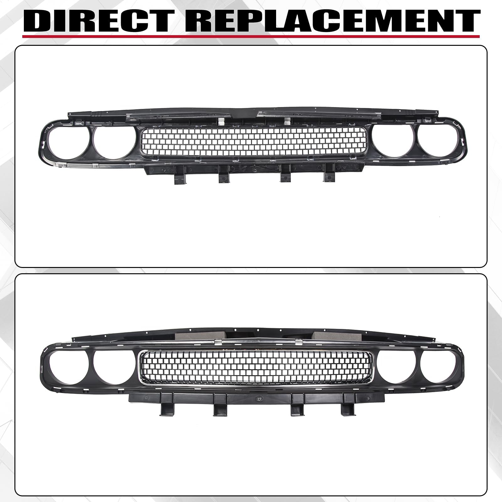 HECASA Chrome Front Bumper Upper Grille Replacement for 2008-2014 Dodge Challenger - Compatible with CH1200338 & 68043388AB - Perfect for Car Restoration & Custom Upgrades