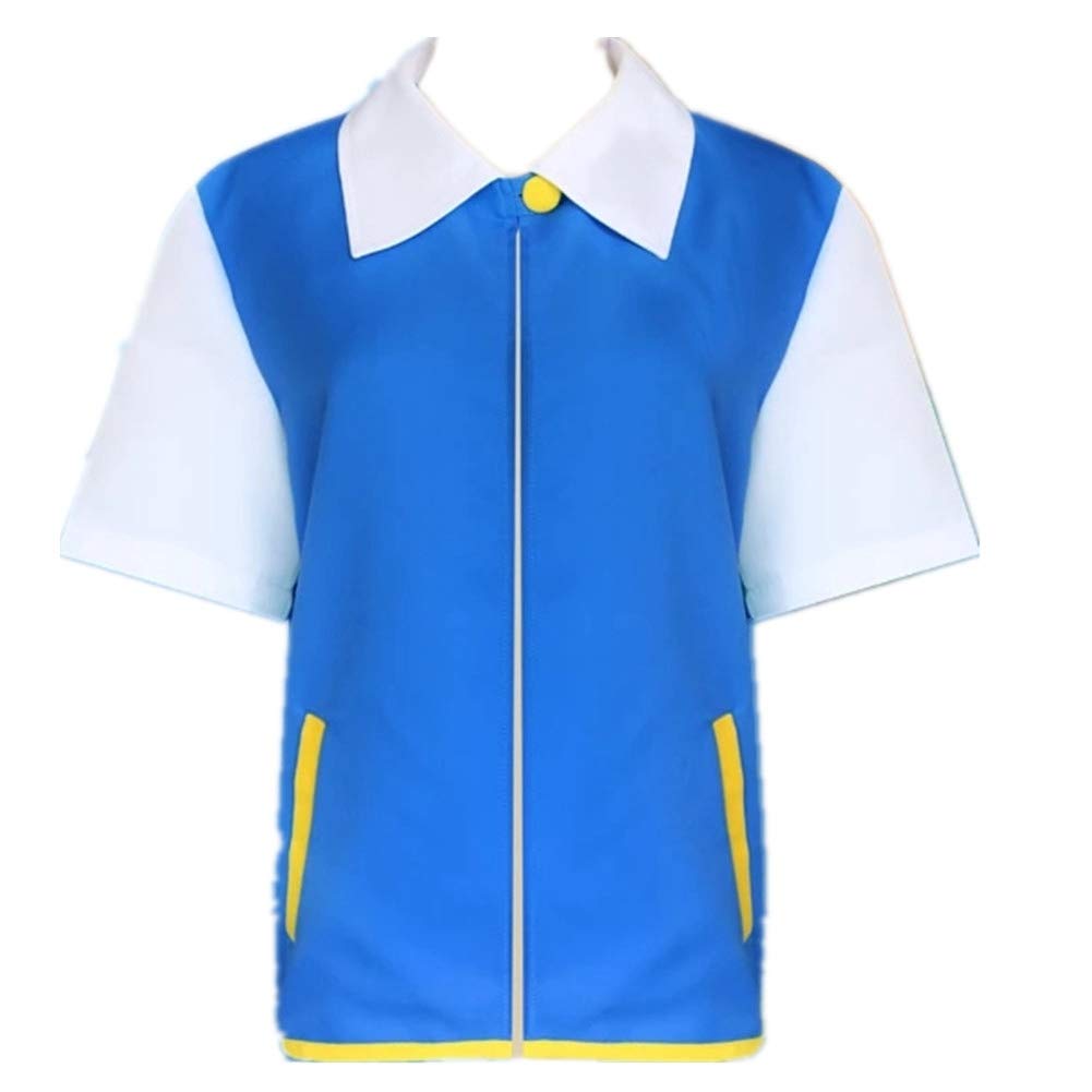 Ash Ketchum Cosplay Costume Set - Blue Jacket, Hat, Gloves & Poké Ball - Complete Anime Outfit for Halloween, Comic Con & Cosplay Events