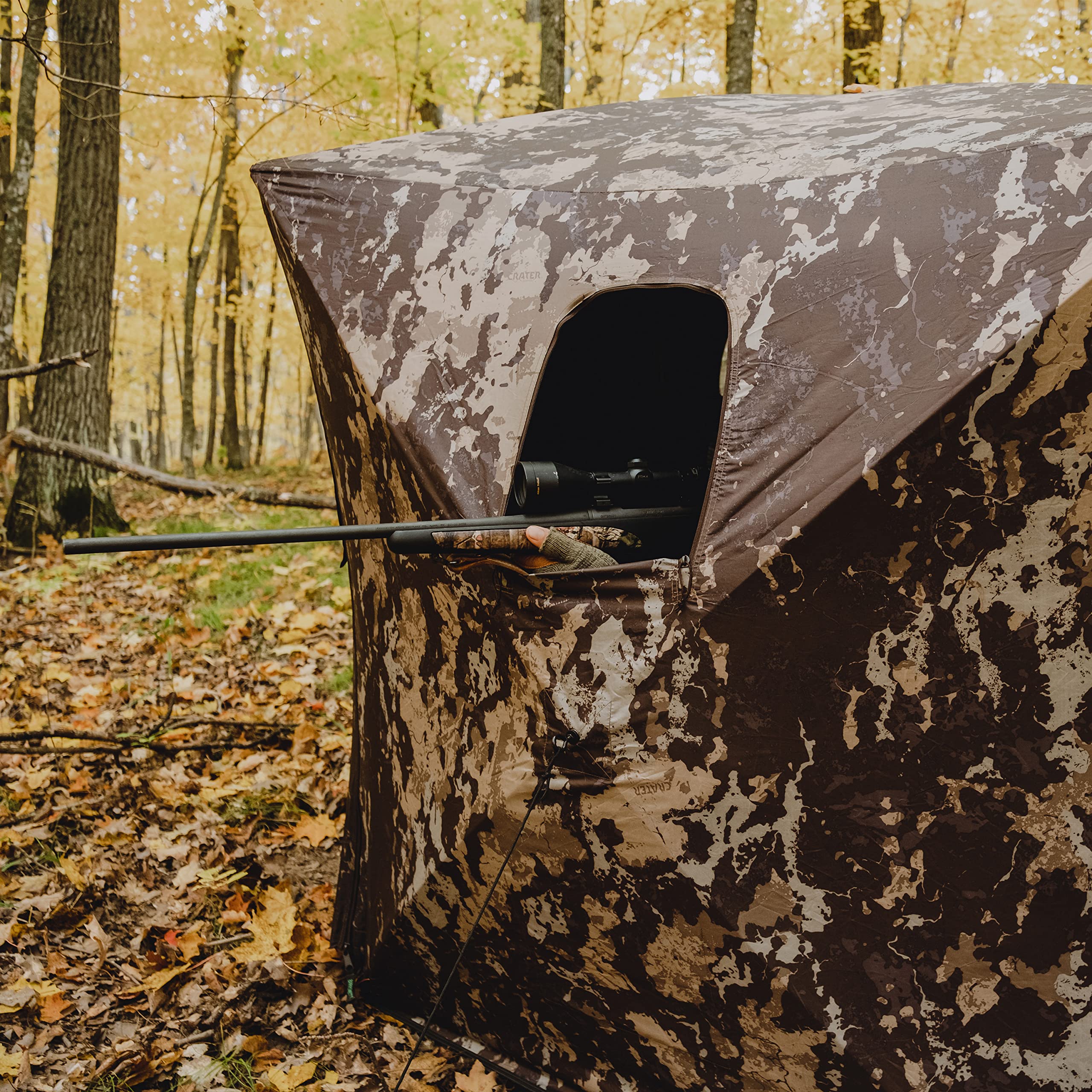 Barronett Blinds Grounder Portable Pop-Up Hunting Blind with Large Shooting Windows, Bloodtrail Woodland Camo - Ideal for Deer Hunting and Wildlife Observation