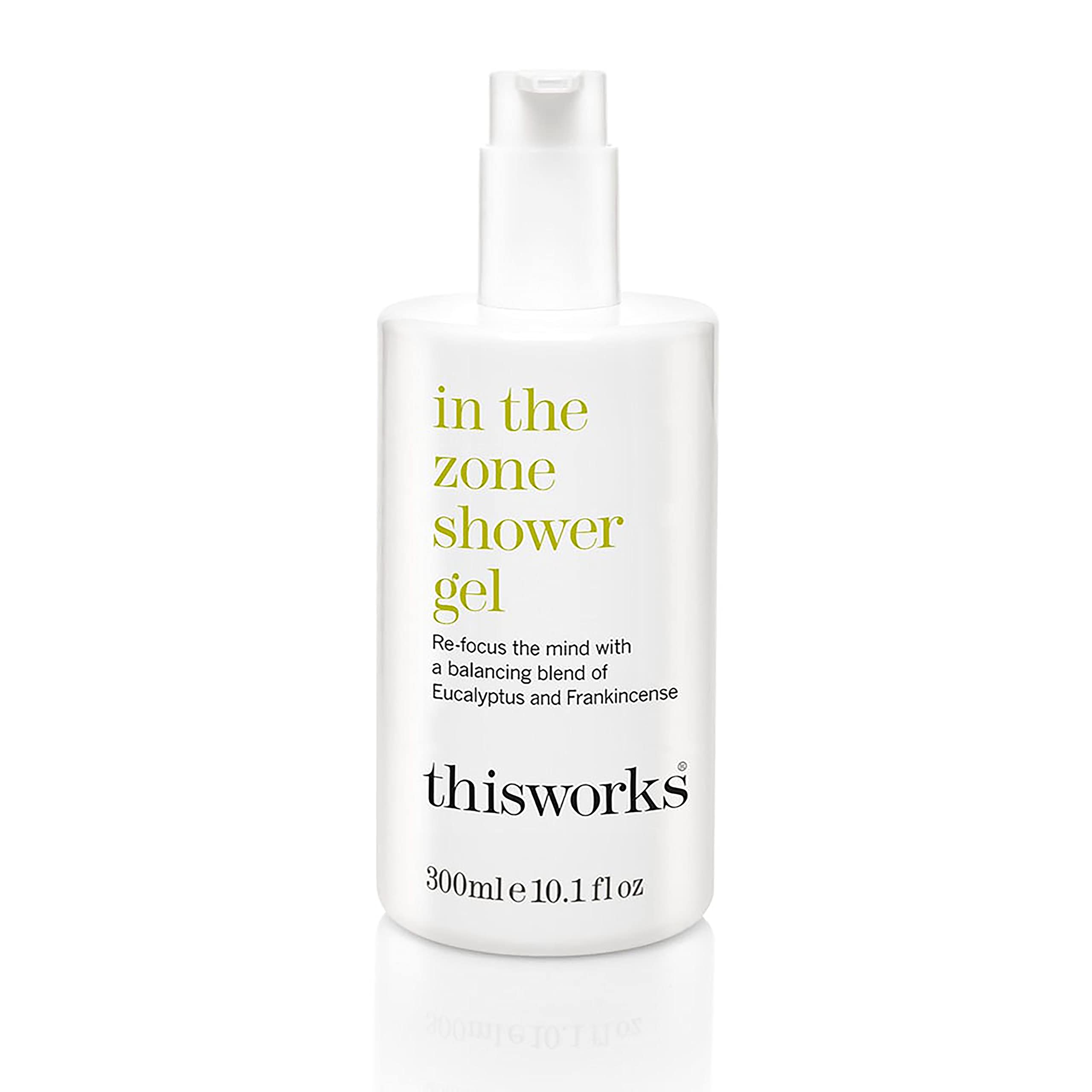 This Works In The Zone Shower Gel - Refreshing Eucalyptus & Frankincense Body Wash for Cleansing, Soothing & Revitalizing Skin | Aromatherapy Formula, 10.1 oz / 300ml | Perfect for Morning Refreshment & Post-Workout Relaxation