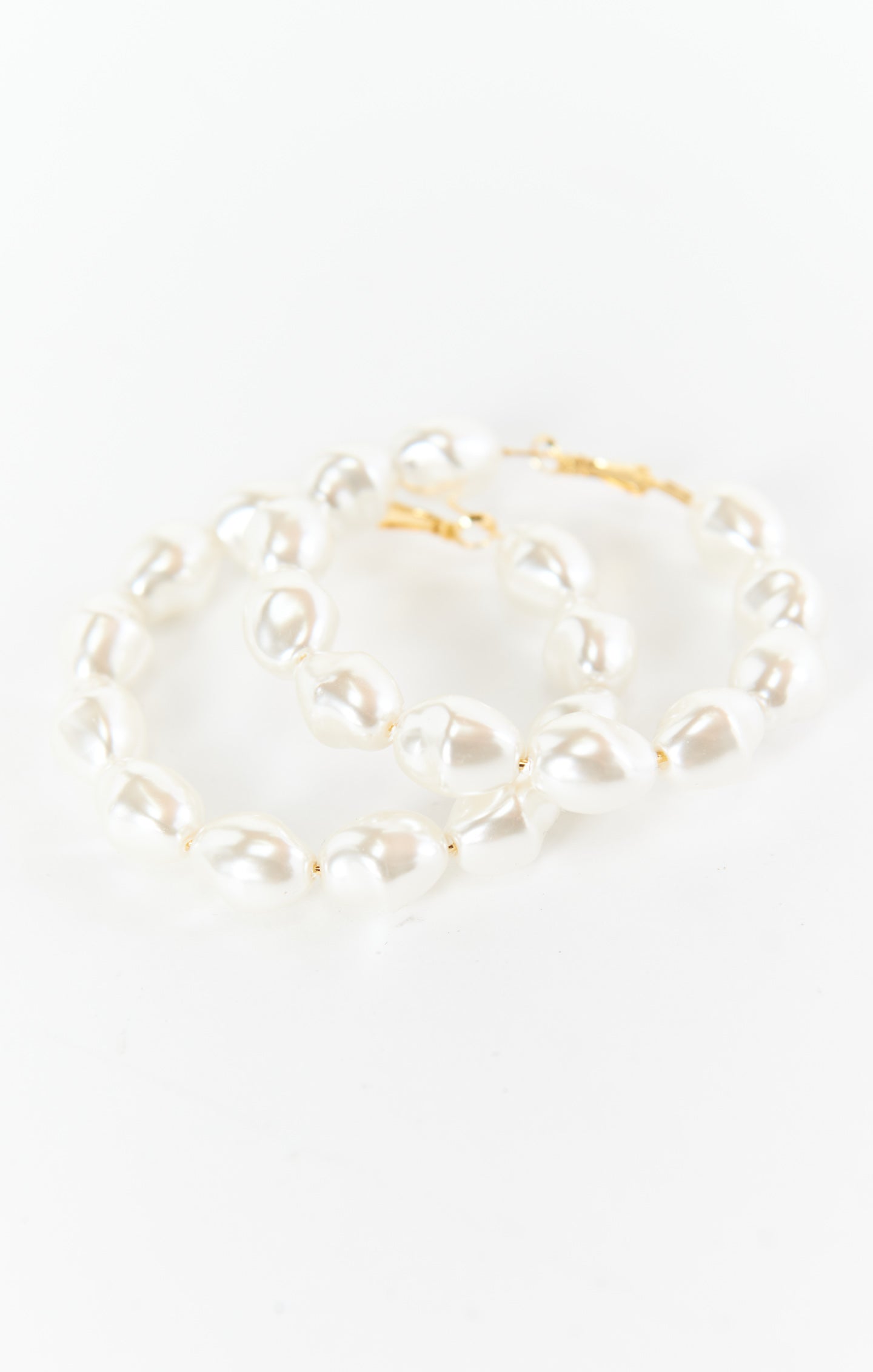 ALV Jewels XL Pearl Hoop Earrings - Ivory & Gold Plated Dangle Earrings for Women | Elegant Statement Jewelry for Parties, Weddings & Special Occasions