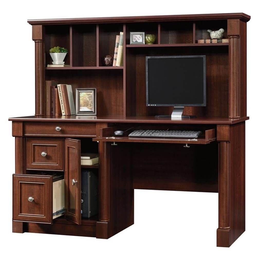Home Square 2-Piece Office Set with Computer Desk & File Cabinet in Cherry Finish - Perfect for Home Office, Study Room or Small Workspace