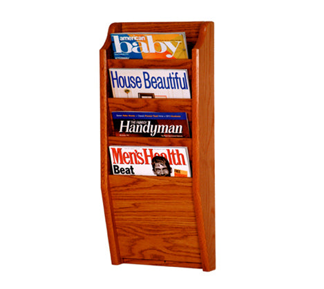 4 Pocket Wall Mount Magazine Rack - Space Saving Organizer for Books, Newspapers & Mail - Perfect for Home, Office & Waiting Rooms