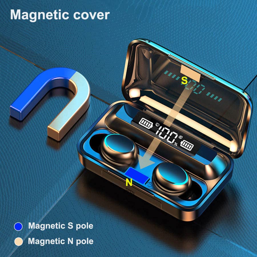 F9-5C Wireless Earbuds with 9D HiFi Stereo Sound, IPX7 Waterproof, LED Display & Bluetooth 5.0 - Perfect for Gaming, Workouts, and Commuting