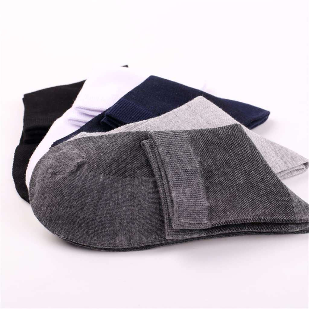 5 Pairs Men's Breathable Mesh Cotton Socks - Summer Thin Business Casual Solid Color Socks for Men (One Size) - Perfect for Office, Travel & Daily Wear