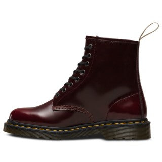 Dr. Martens 1460 Vegan Cherry Red Oxford Rub Off Boots - Vegan Leather Ankle Boots for Men & Women, Comfortable & Durable - Perfect for Punk, Goth & Everyday Fashion