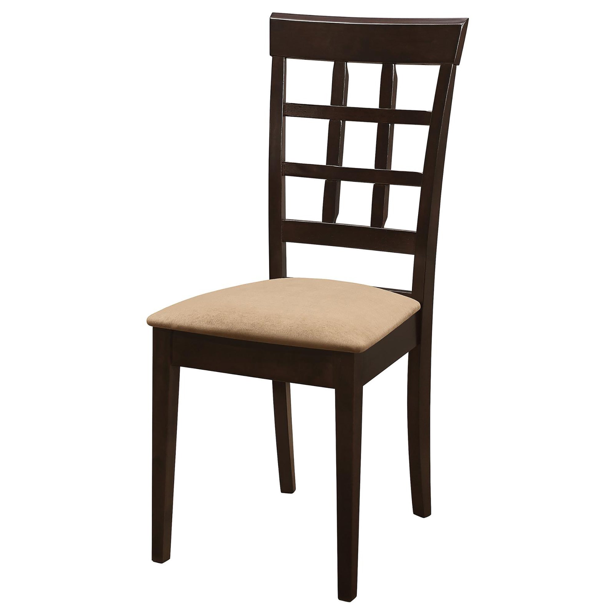 Modern Cappuccino & Beige Lattice Back Dining Chairs (Set of 2) - Stylish Kitchen & Dining Room Furniture for Home Decor, Restaurant, Cafe, and Office Use