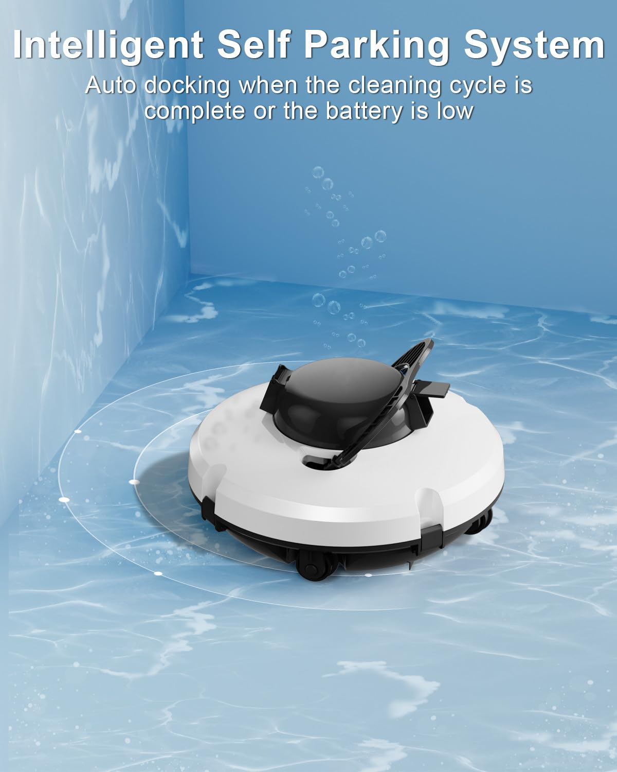 **Cordless Robotic Pool Cleaner for Above Ground & In-Ground Pools – Dual-Drive Motors, 120-Min Runtime, Self-Parking, Covers Up to 1000 Sq.Ft – Ideal for Flat Pools & Easy Maintenance**
