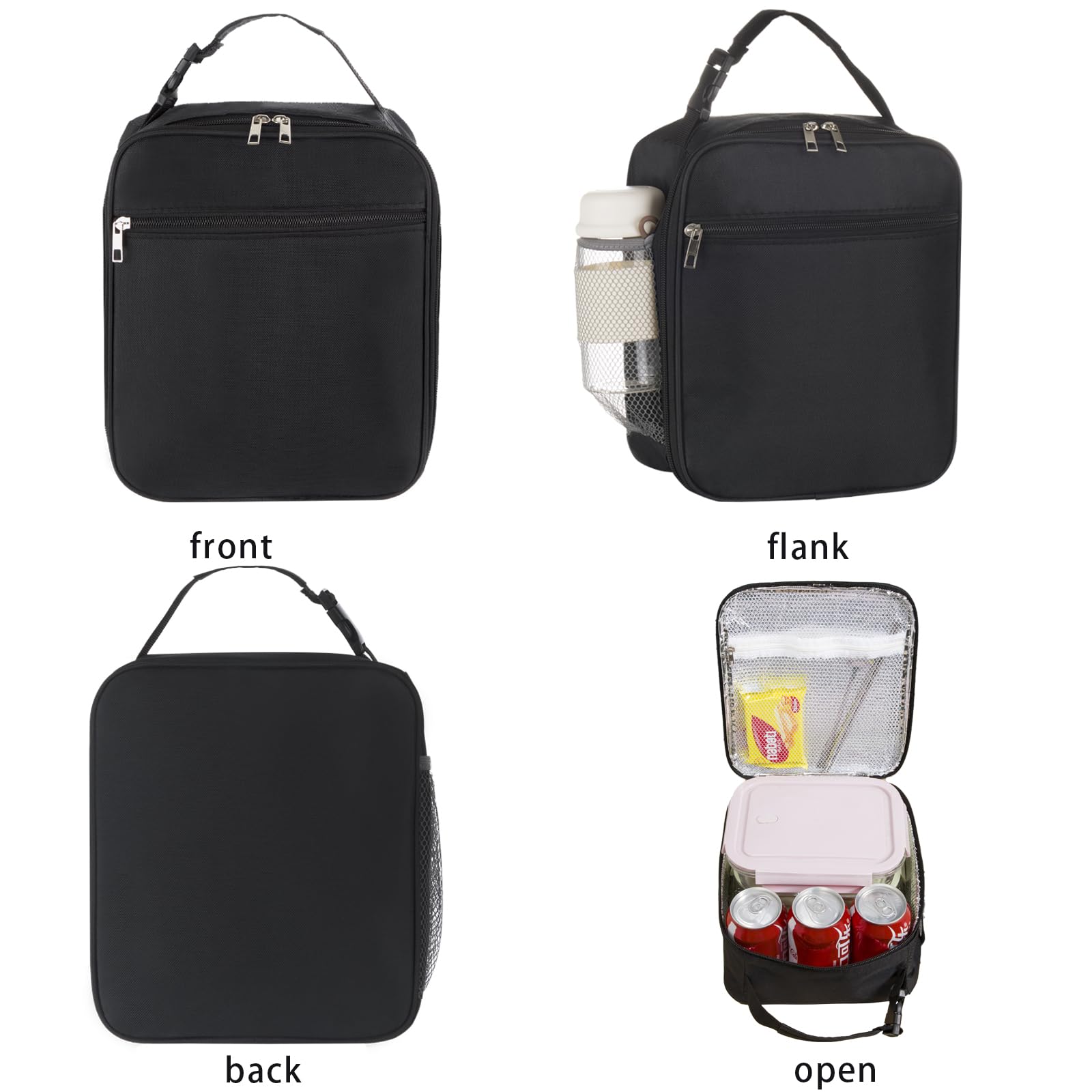 Insulated Lunch Box for Women - Leakproof & Thermal Lunch Bag for Work, Office, School - Stylish & Durable Lunchbox (Black) - Perfect for Meal Prep, Picnics & Commuting