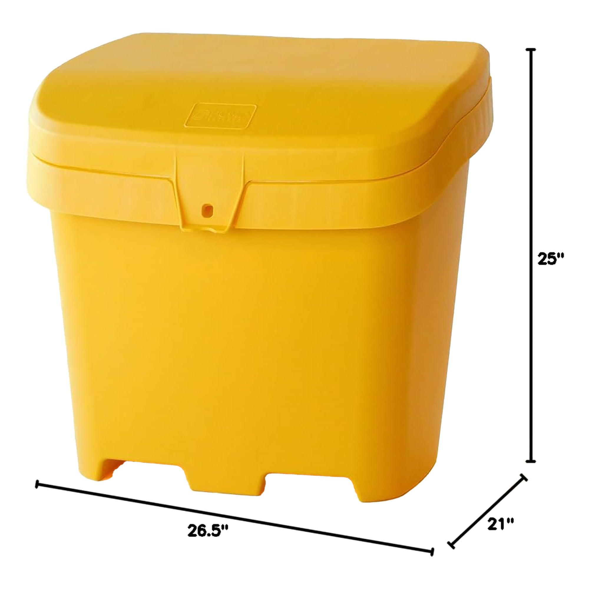FCMP Outdoor 31 Gallon Heavy-Duty Salt & Sand Storage Box - Weatherproof Deck Container for Patio, Yard & Garage - Bright Yellow for High Visibility - Ideal for Winter Salt Storage & Summer Sand Organization