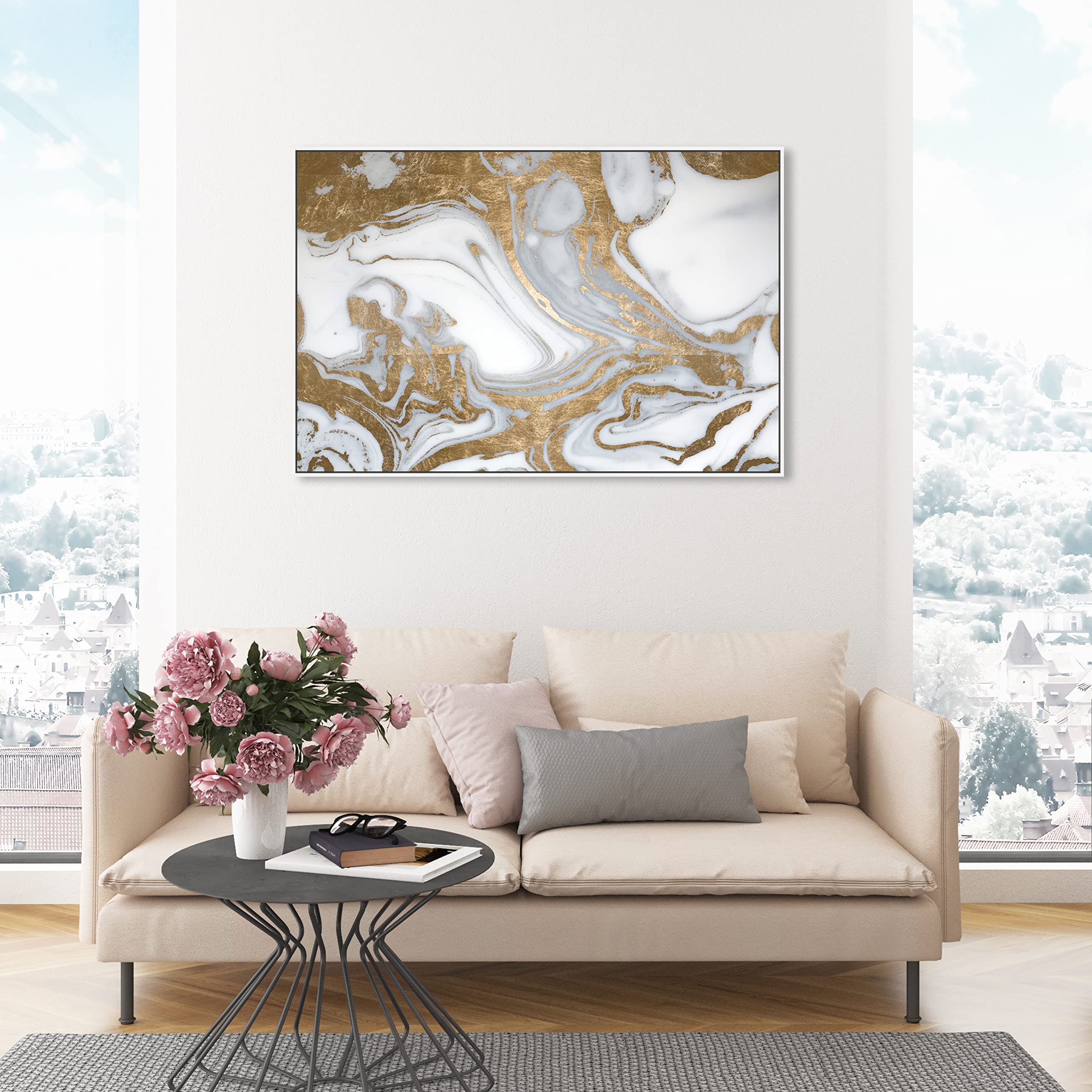 Abstract Wall Art Canvas Print 'Black Tie Nights' by Oliver Gal - 45x30 Inches White Framed Crystal Home Decor for Living Room, Bedroom & Office