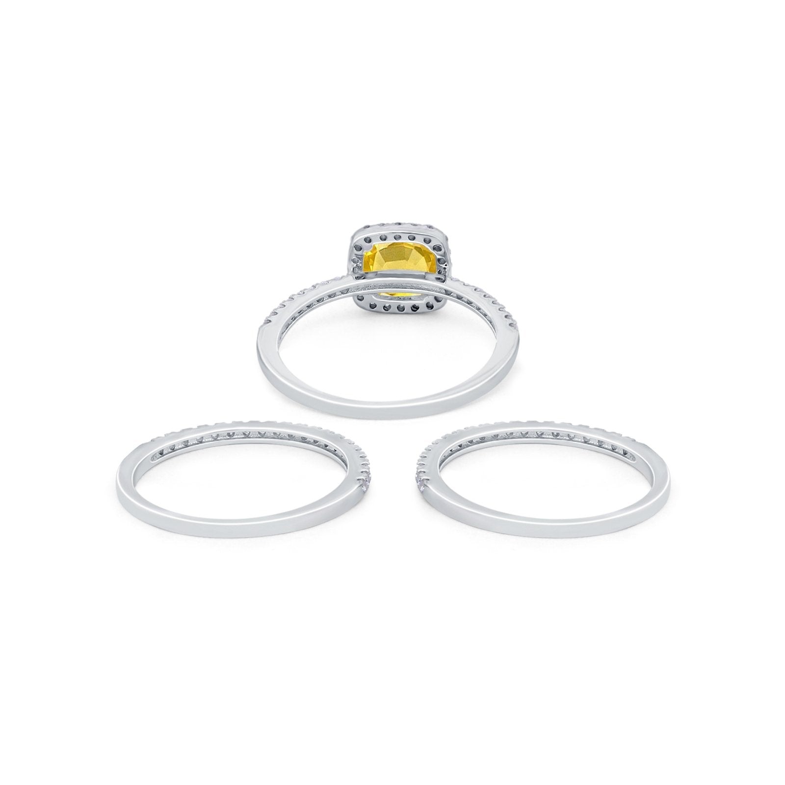 3-Piece Wedding Ring Set Round Cubic Zirconia 925 Sterling Silver Bridal Band for Women - Perfect for Engagement, Anniversary & Special Occasions