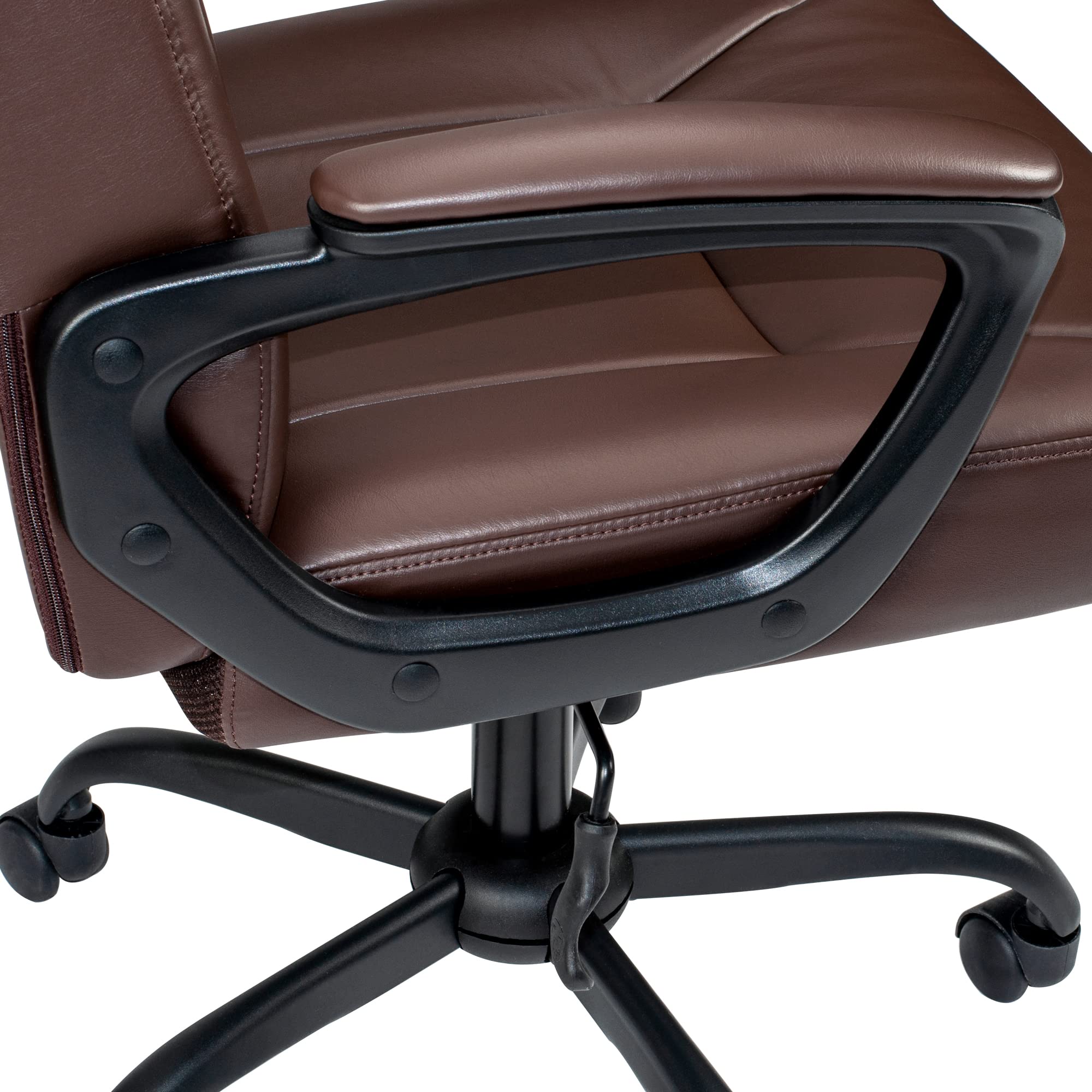 Poundex Lux Office Chair - Ergonomic Executive Desk Chair with Adjustable Height & Lumbar Support, Brown - Perfect for Home Office, Gaming & Workspace