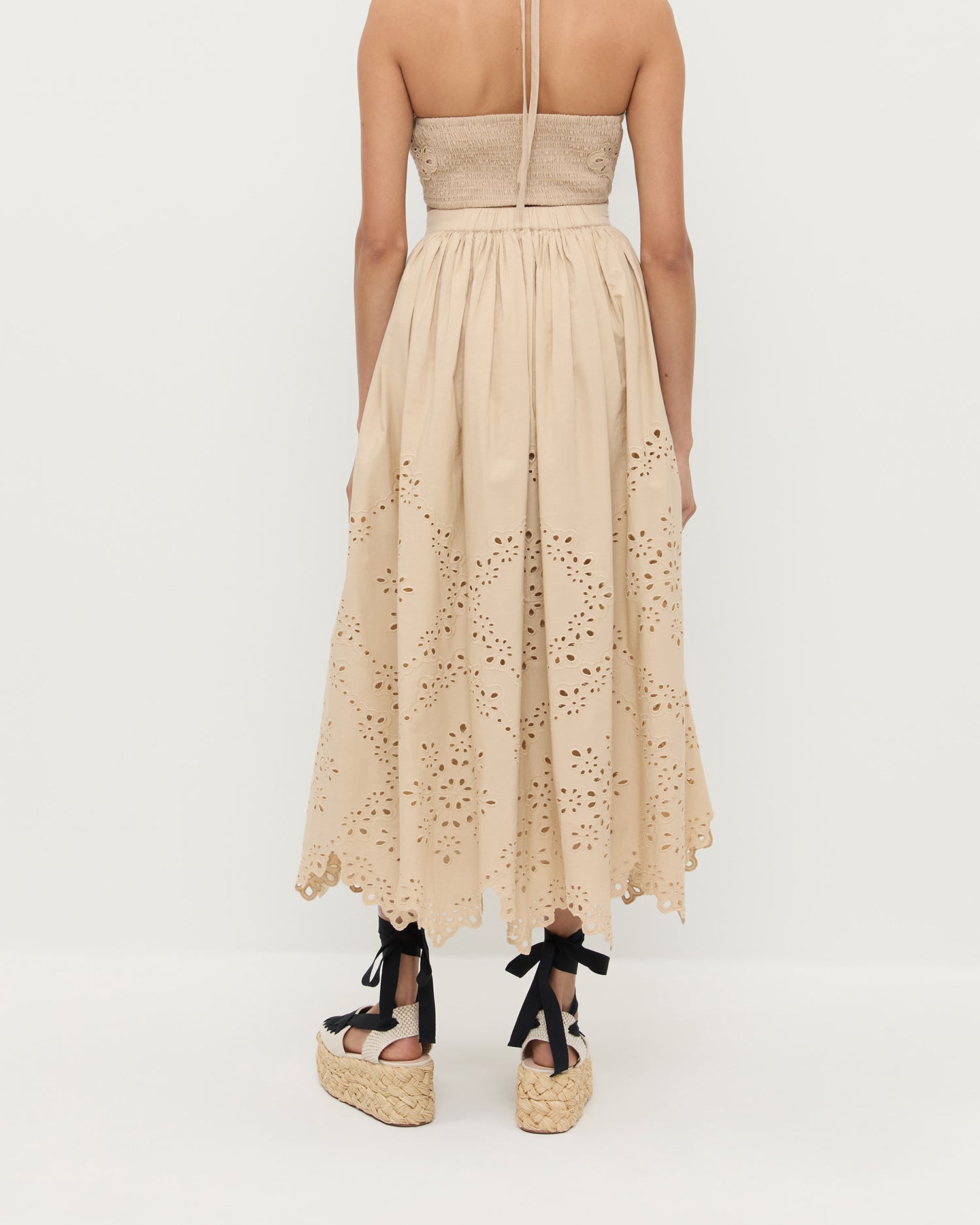 Star Tan Skirt - Stylish Midi Skirt for Women, A-Line Flowy Summer Skirt with Pockets | Perfect for Beach, Vacation, and Casual Outfits