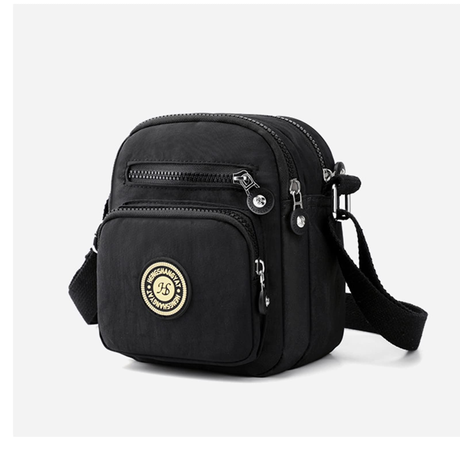 Gelory Women's Waterproof Nylon Crossbody Bag with Adjustable Strap - Multi-Pocket Mini Messenger Shoulder Bag for Travel, Work & Daily Use (Black)