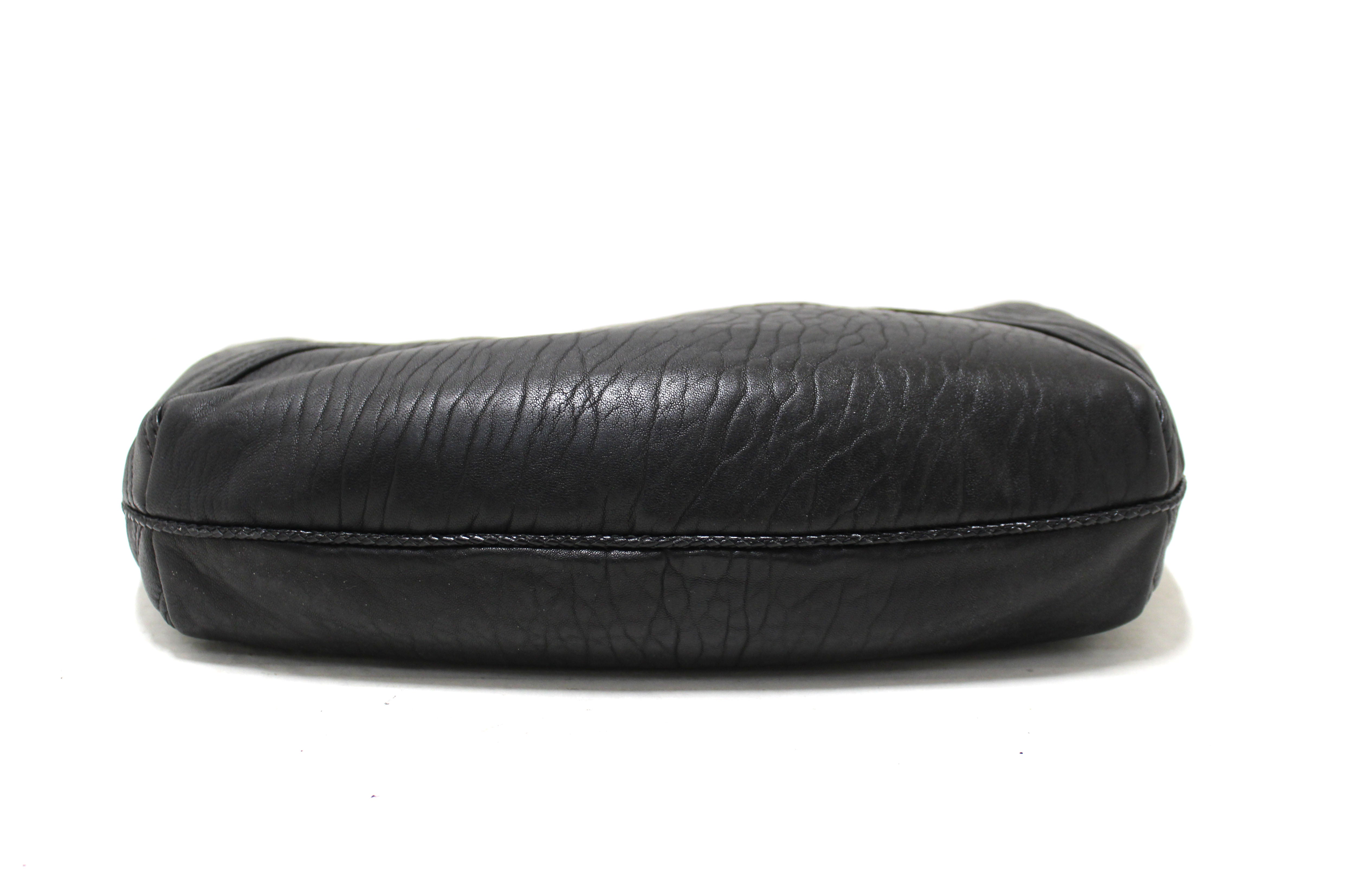 Authentic Fendi Black Grained Leather Spy Hobo Shoulder Bag for Women | Luxury Designer Handbag | Perfect for Work, Travel & Evening Events