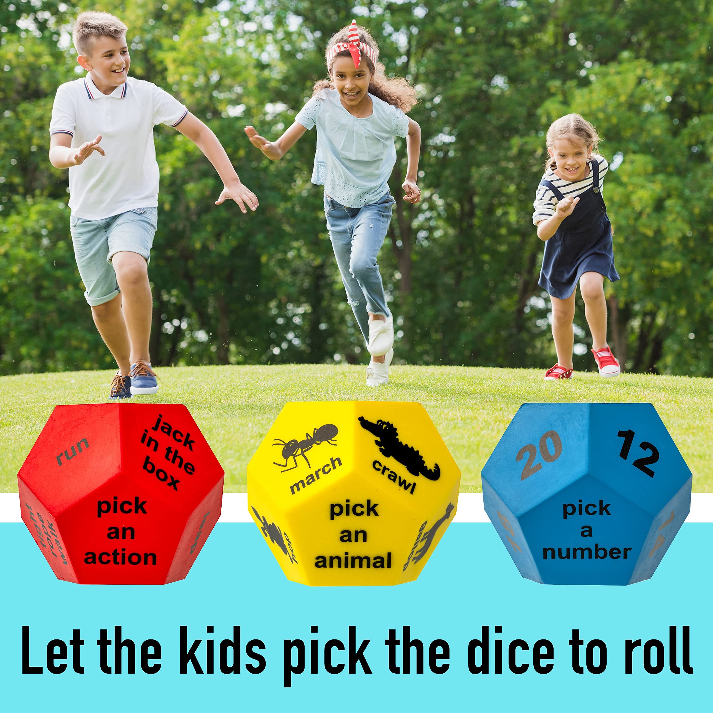 Fun Exercise Dice for Kids - Indoor & Outdoor PE Equipment, Active Play Toys for Toddlers & Children in Preschool, Kindergarten & Elementary School - Perfect for Recess, Gym Class & Home Playtime