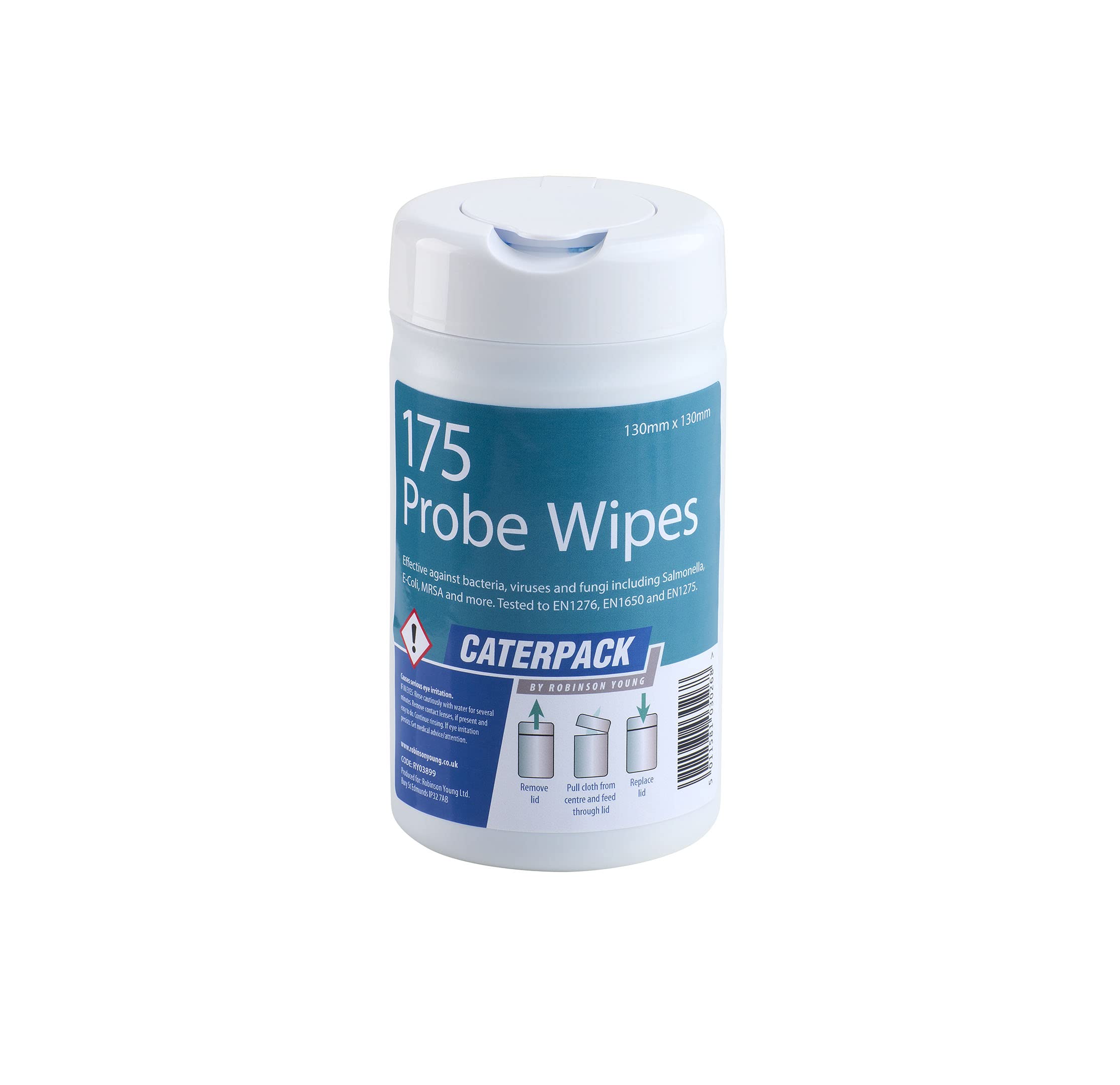 Robinson Young Probe Wipes 175 Pack - Antibacterial & Antiviral Cleaning Wipes for Medical, Dental, and Laboratory Use | Disinfect Surfaces, Equipment & Tools | Caterpack Brand