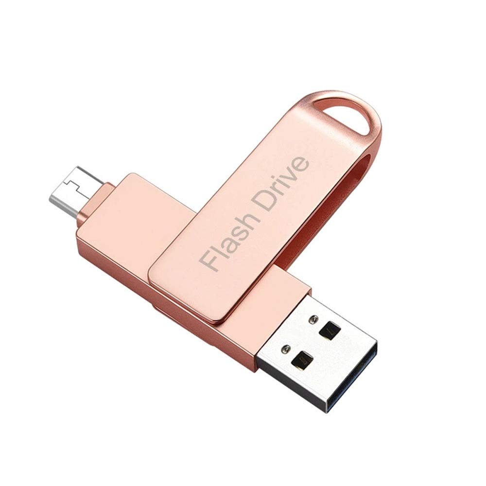 64GB USB 3.0 & USB C Dual Flash Drive - High Speed Waterproof Aluminum Thumb Drive for Smartphones, Tablets, PC - OTG Compatible with Type C Devices (Pink) - Perfect for Data Transfer, Backup & Portable Storage
