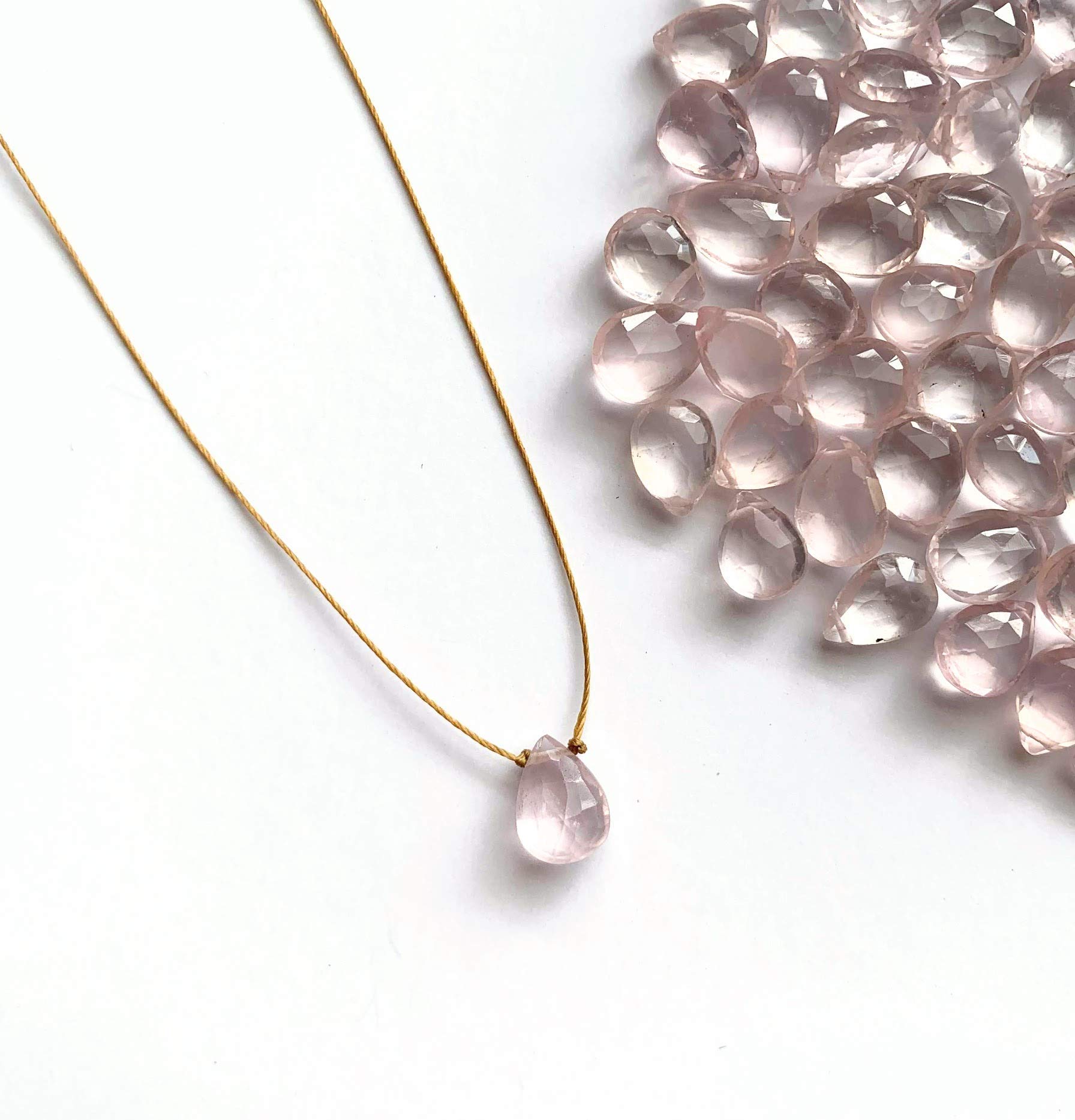 Rose Quartz Teardrop Necklace - Natural Gemstone Choker for Women | Healing Crystal Jewelry for Meditation, Yoga & Spiritual Gifts