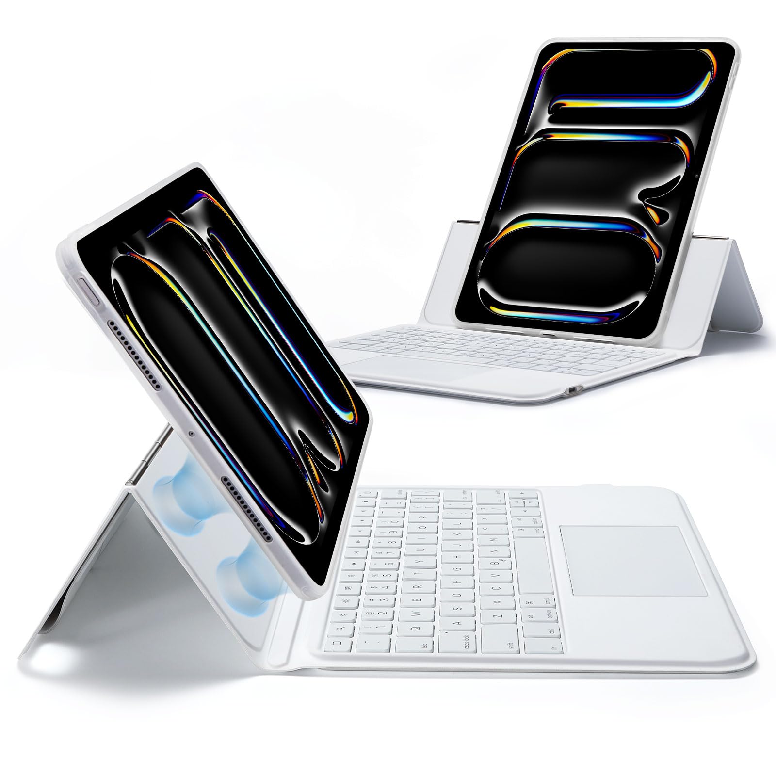 ESR Ascend iPad Pro 11 Inch Case with Magnetic Detachable Keyboard (2024/M4 Model) - Multi-Touch Trackpad, Adjustable Stand, Backlit Keys & Apple Pencil Holder - White | Perfect for Work, Study & Travel