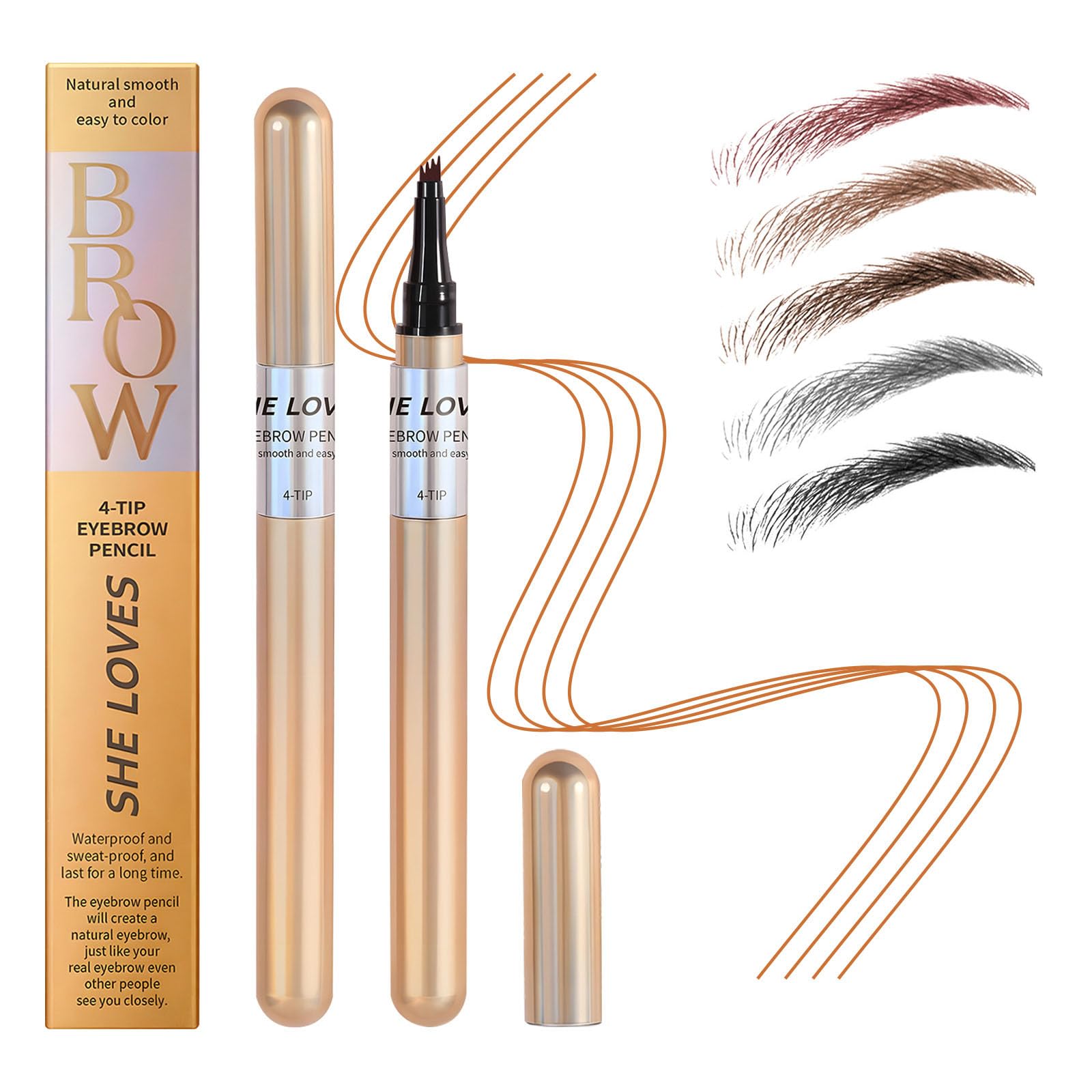 Natural Brow Eyebrow Pen - Waterproof Microblading Eyebrow Pencil for Women, Long-Lasting Brown Eyebrow Makeup (Red Brown) - Perfect for Daily Use, Professional Makeup & Special Occasions