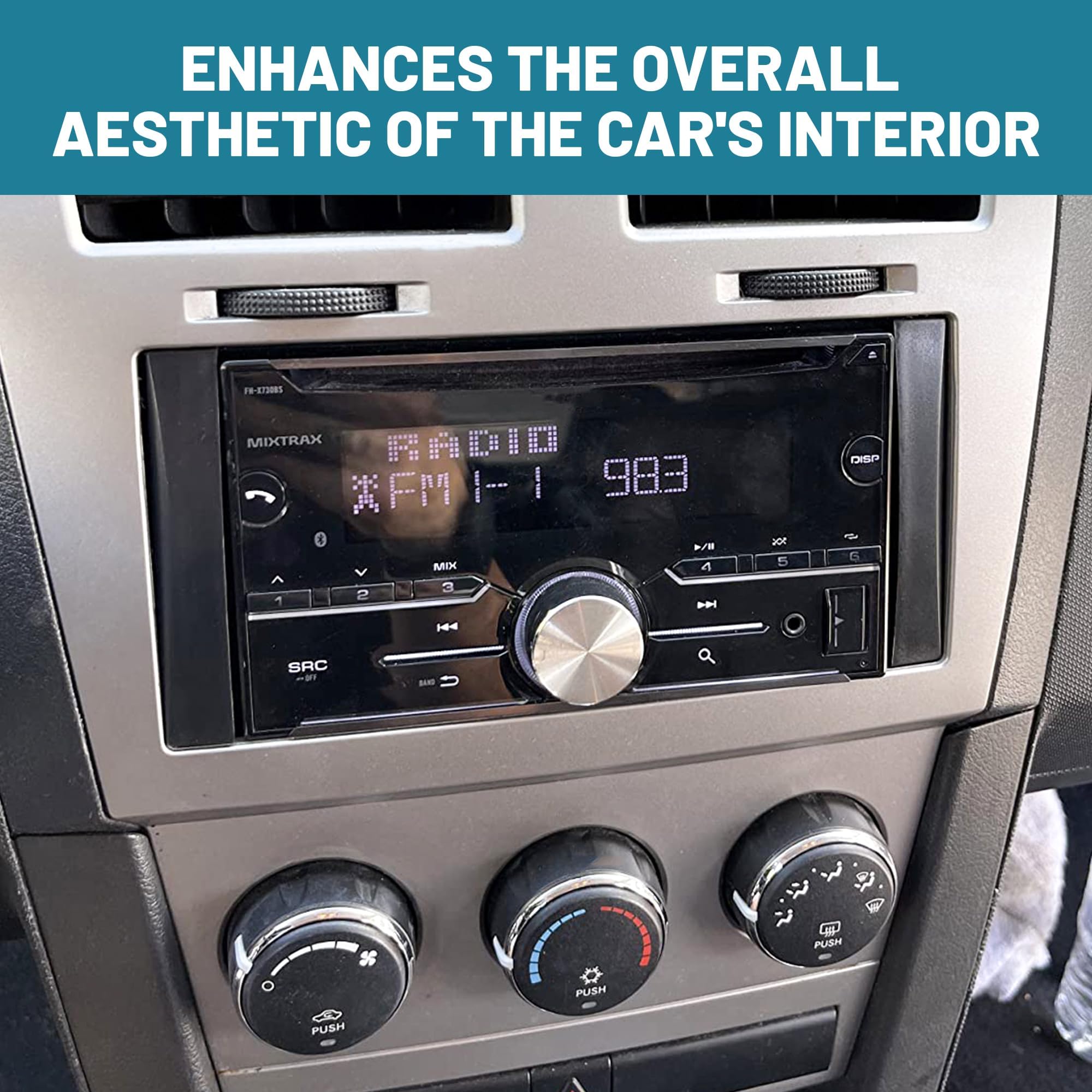 Double DIN Radio Dash Kit for 2007-2016 Chrysler Town & Country Sebring/Dodge Ram Challenger Grand Caravan/Jeep Compass Wrangler - 2 Din Car Stereo Installation Kit & Bracket - Perfect for Upgrading Your Vehicle's Audio System