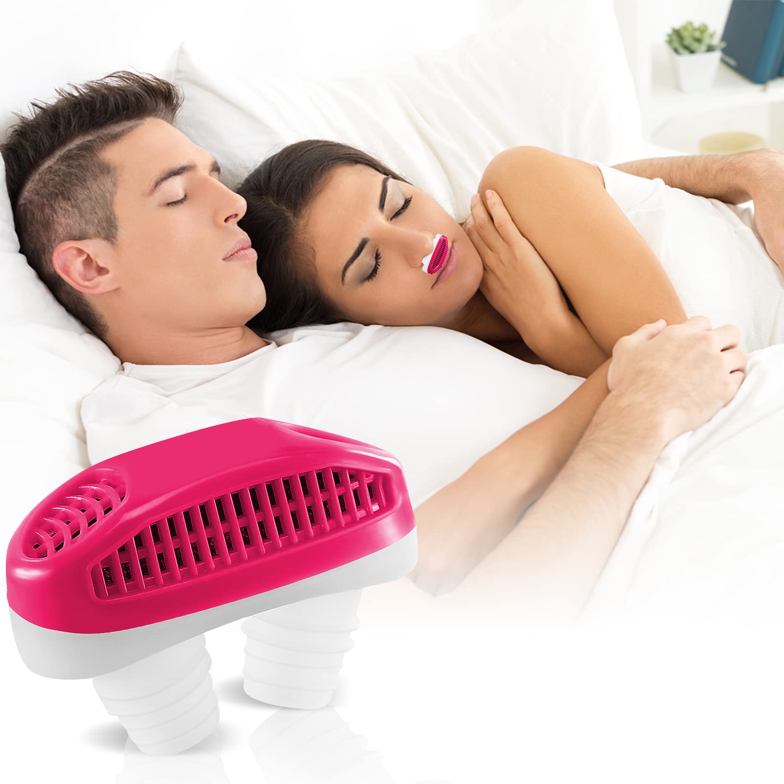 Anti Snoring Device for Women & Men - Nasal Air Purifier & Sleep Apnea Aid to Stop Snoring, Improve Sleep Quality (Red) | Perfect for Nighttime Use, Travel & CPAP Alternative