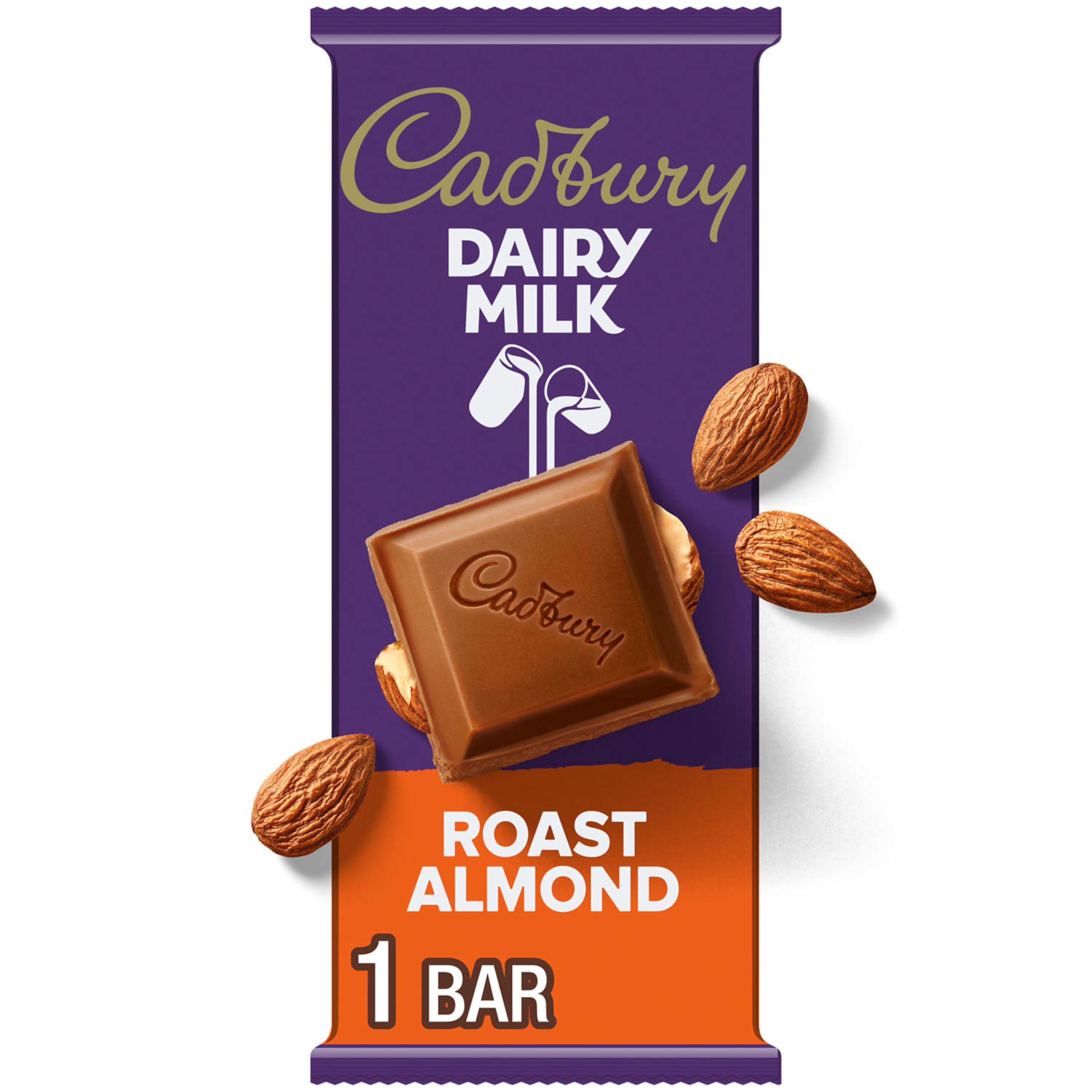 Cadbury Dairy Milk Roast Almond Milk Chocolate Candy Bar - 3.5 oz | Rich & Creamy Chocolate with Crunchy Almonds | Perfect for Gifts, Snacking & Desserts