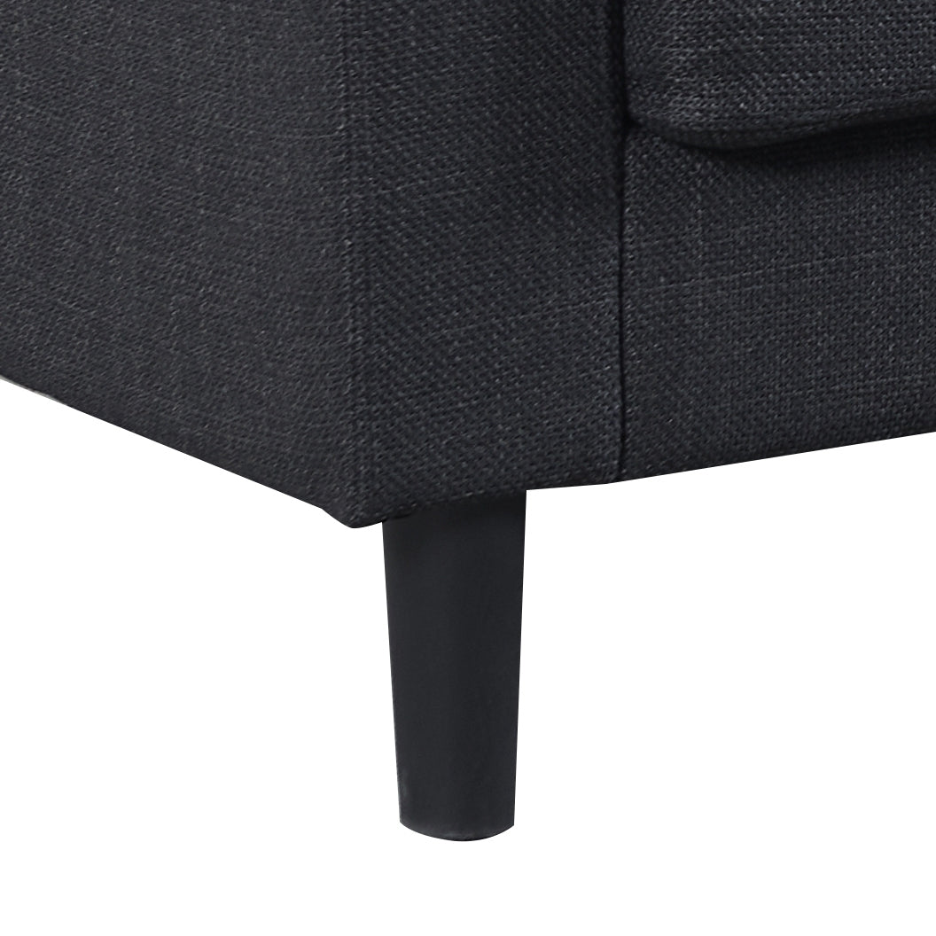 Dark Grey Knock Down 3-Seat L-Shaped Sectional Sofa with Storage Ottoman - Upholstered Couch for Living Room, Apartment, Bedroom & Compact Spaces - Perfect for Small Homes, Studio Apartments and Cozy Lounging
