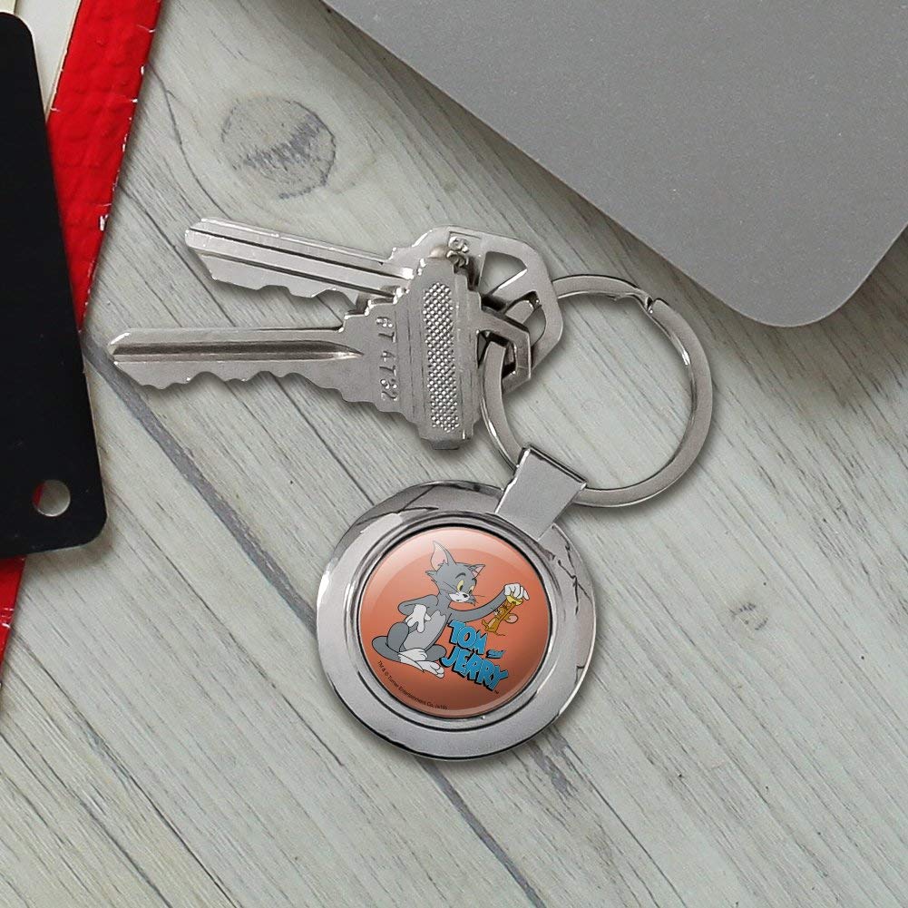 Tom and Jerry Best Friends Keychain - Round Chrome Plated Metal Key Ring for Keys, Gifts & Collectibles | Perfect for Fans, Friendship Gifts, and Keychain Collections