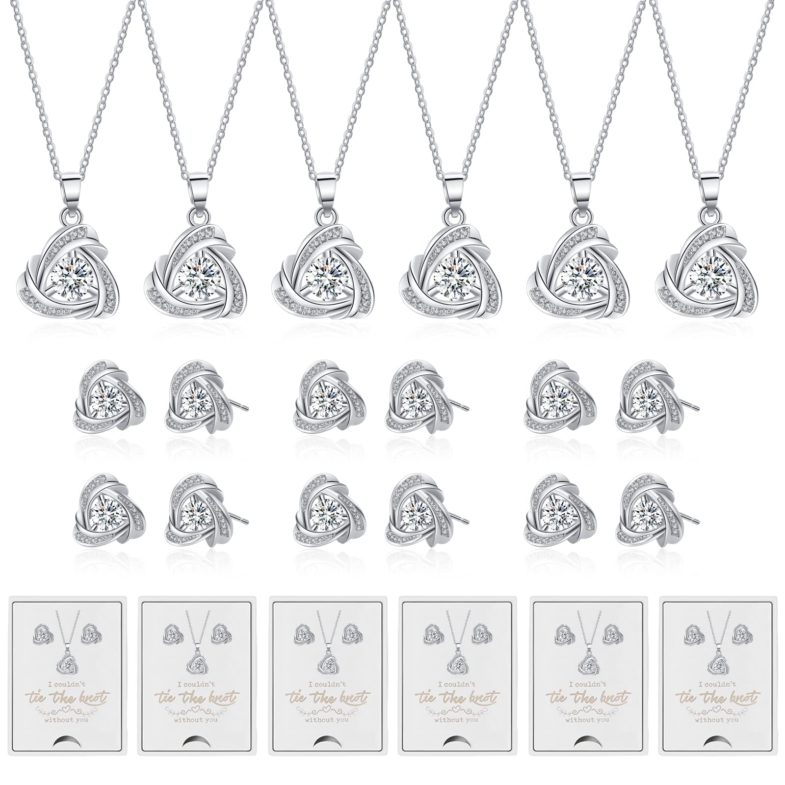6 Sets Bridesmaid Proposal Jewelry Set - Teardrop Necklace & Earrings for Wedding, Bridal Party Gifts - Perfect for Bridesmaids, Bachelorette Parties & Wedding Accessories