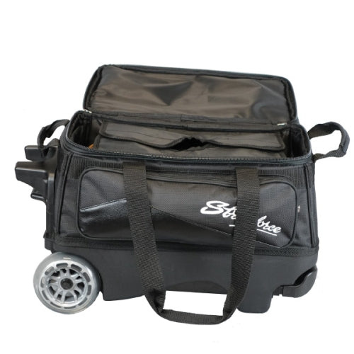 KR Strikeforce Royal Flush Black Double Roller Bowling Bag - Premium Bowling Equipment for Pro & Casual Players - Perfect for Tournaments, League Play & Practice Sessions