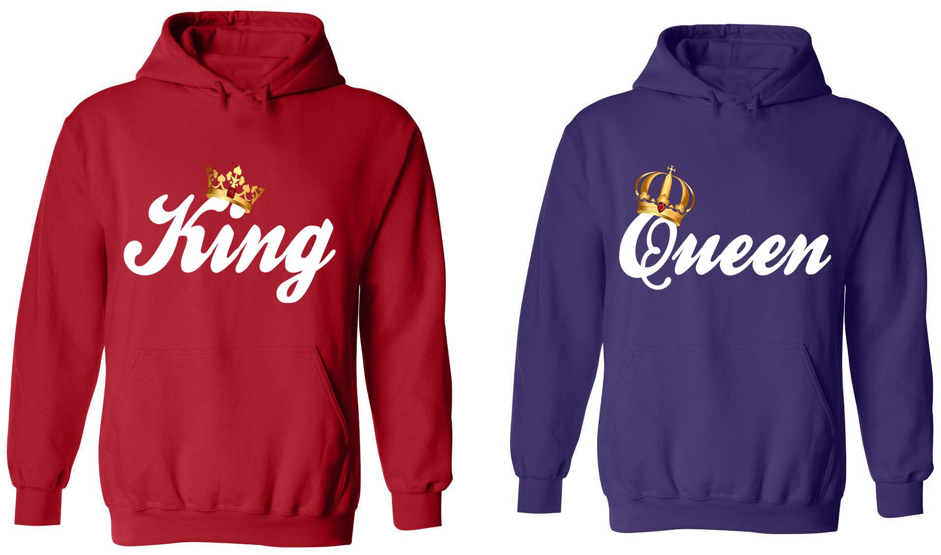 King & Queen Matching Couple Hoodies - His and Her Sweatshirts for Valentine's Day, Anniversary Gifts & Cozy Date Nights