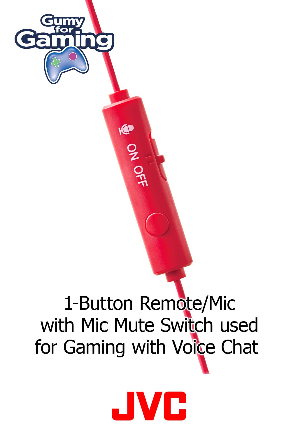 JVC Gumy Gamer In-Ear Headphones with Mic - Noise Isolating Earbuds with Remote & Mute Switch for Gaming, Chatting & Music | Powerful Bass, Comfortable Secure Fit (S/M/L Silicone Tips) - HAFX7GW White | Perfect for PC Gaming, Mobile Gaming & Online Meetings