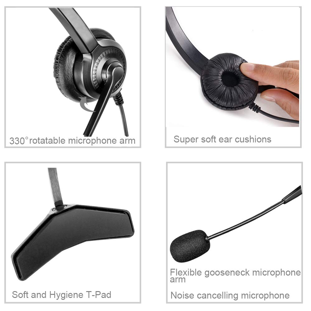 3.5mm Wired Headphones with Microphone for iPhone, Android, PC, Laptop, Tablet - Noise Cancelling for Clear Calls, Skype, Webinar, Office & Call Center Use - Comfortable for Long Work Hours