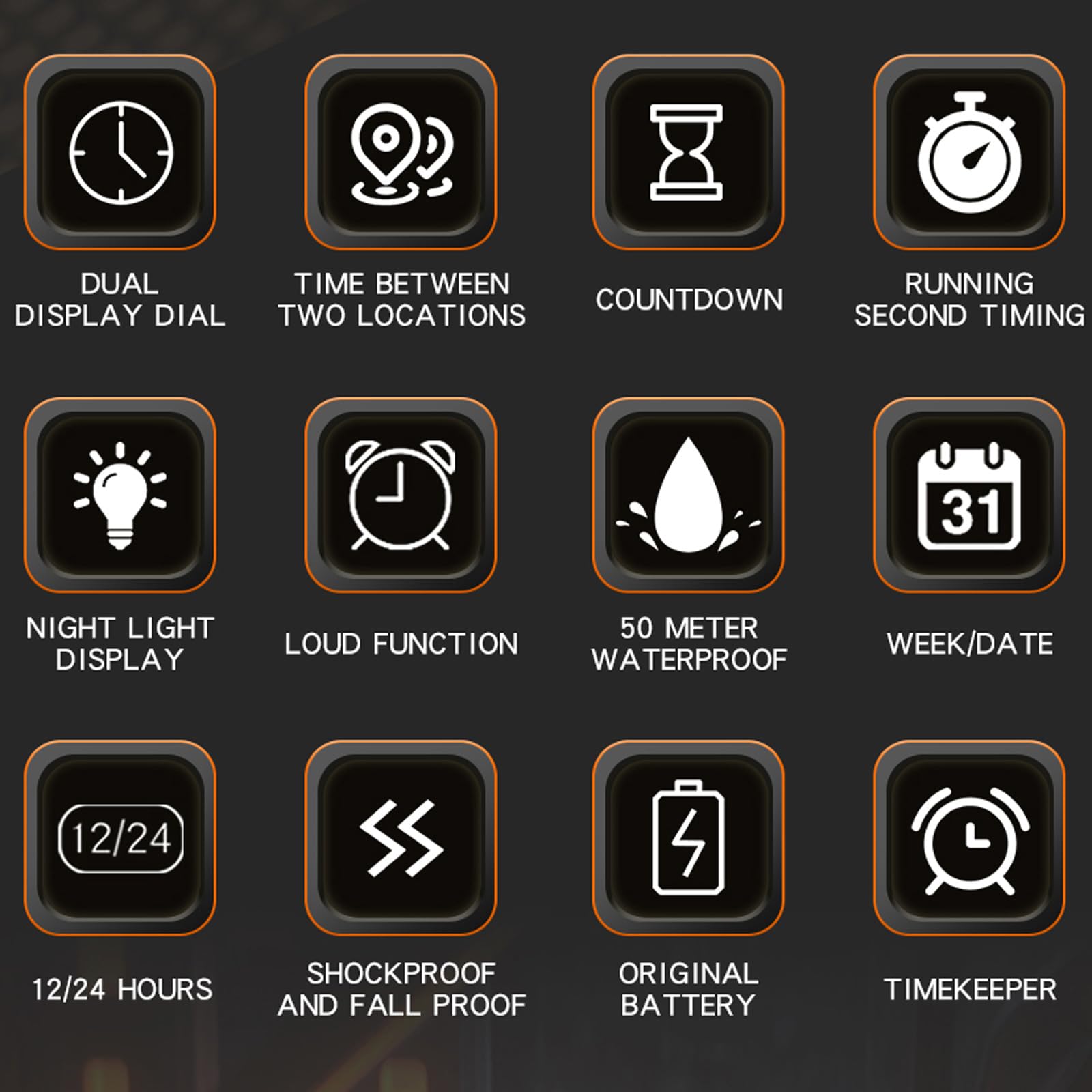 Findtime Men's Digital Analog Watch - Dual Time, Waterproof for Sports & Travel